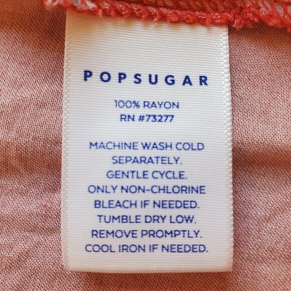 POPSUGAR SZ XS Red Floral Print Short-sleeve Faux Wrap Dress - Picture 8 of 10